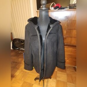 1 Madison Women's Hooded Faux Suede Jacket